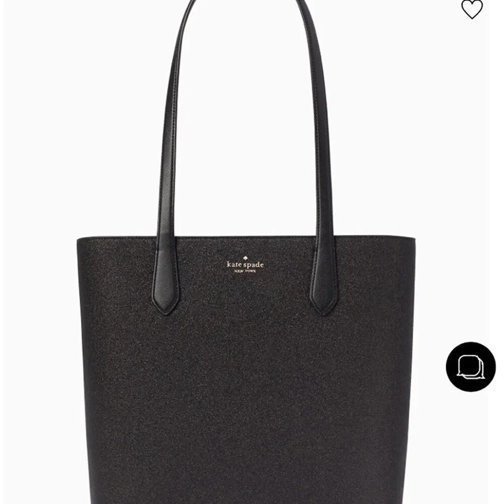 Kate Spade Tote Tinsel Glitter Shoulder Tote Bag Handbag Black